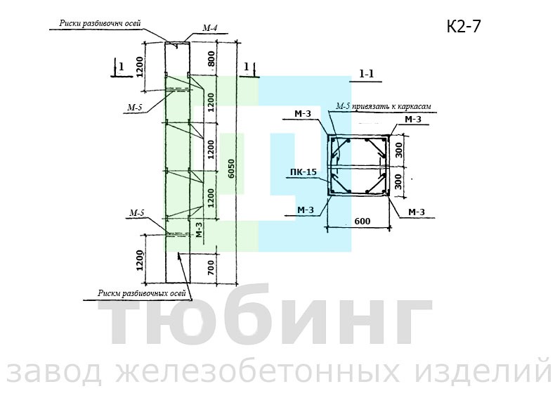 Колонна К2-7 для подвальных помещений производственного назначения по серии ТКП-73