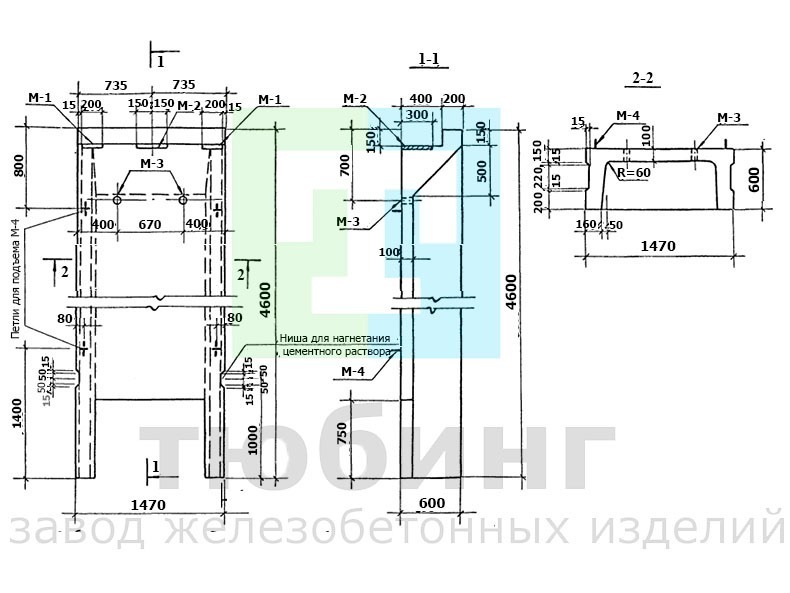 Стеновая панель ПВ1-1,2,3,4 для подвальных помещений производственного назначения по серии ТКП-73