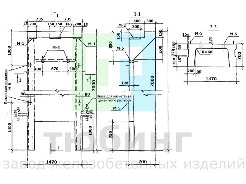 Стеновая панель ПВ4-1,2,3 для подвальных помещений производственного назначения по серии ТКП-73