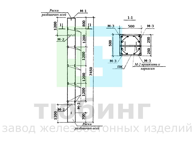 Колонна К1-7,8 для подвальных помещений производственного назначения по серии ТКП-73
