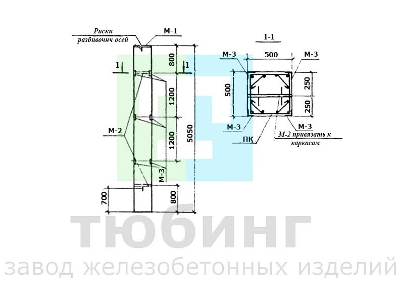 Колонна К1-3,4 для подвальных помещений производственного назначения по серии ТКП-73