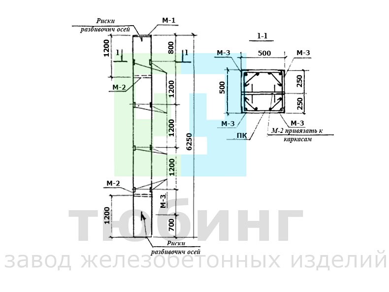 Колонна К1-5,6 для подвальных помещений производственного назначения по серии ТКП-73